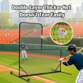 Type Baseball Hitting Cage Net, Wheeled Baseball Pitching Net 84 Inches High X 84 Inches Wide, With 42 Inches X 42 Inches Opening, Including Tote (Option: Black)