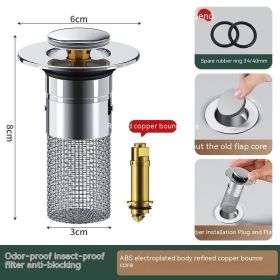 Long Pop-Up Sink Drains Filter Bathroom Press Bounce Basin Plug Stopper Wash Basin Hair Catcher Sink Strainer Kitchen Supplies (Option: A-1PCS)